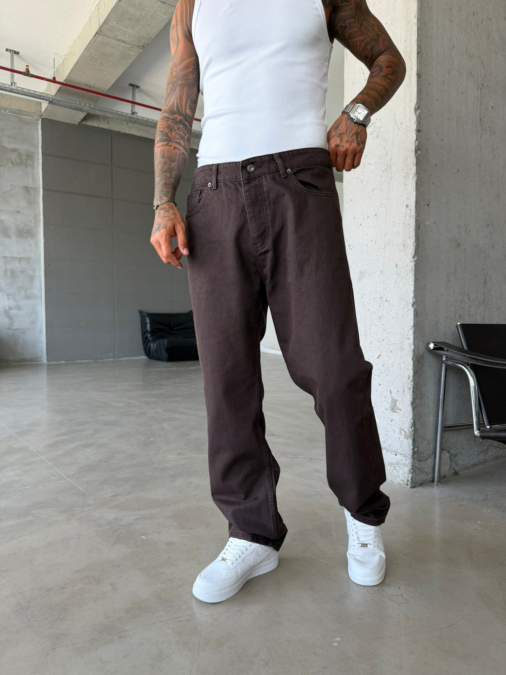 Basic Premium Baggy Pantolon-Kahve