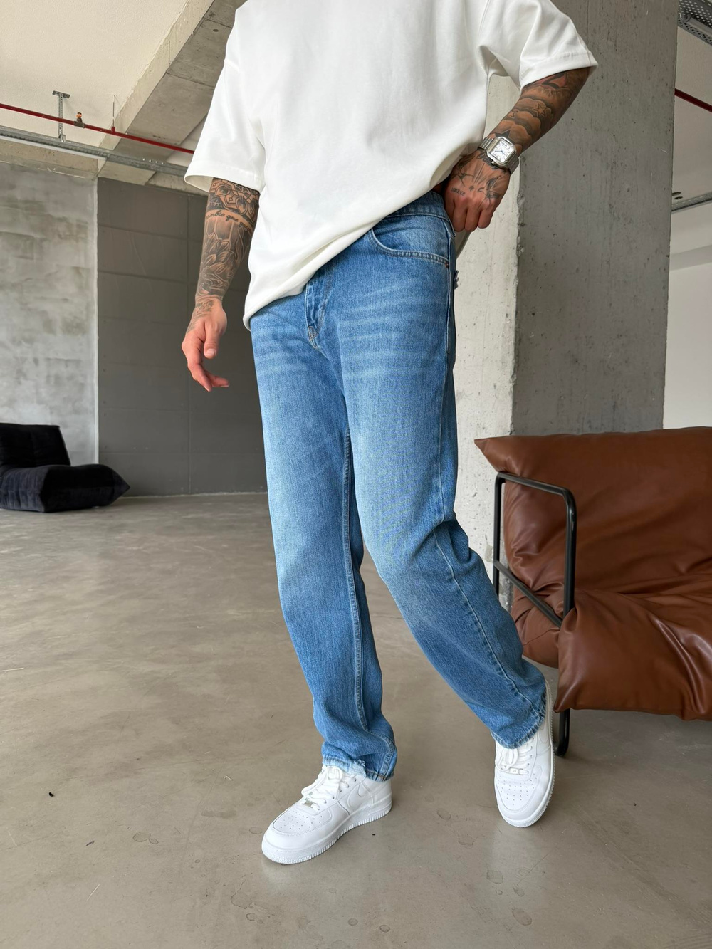 Basic Premium Baggy Pantolon - Mavi