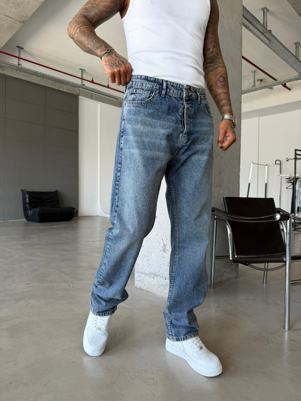 Basic Premium Baggy Pantolon-Y-İndigo