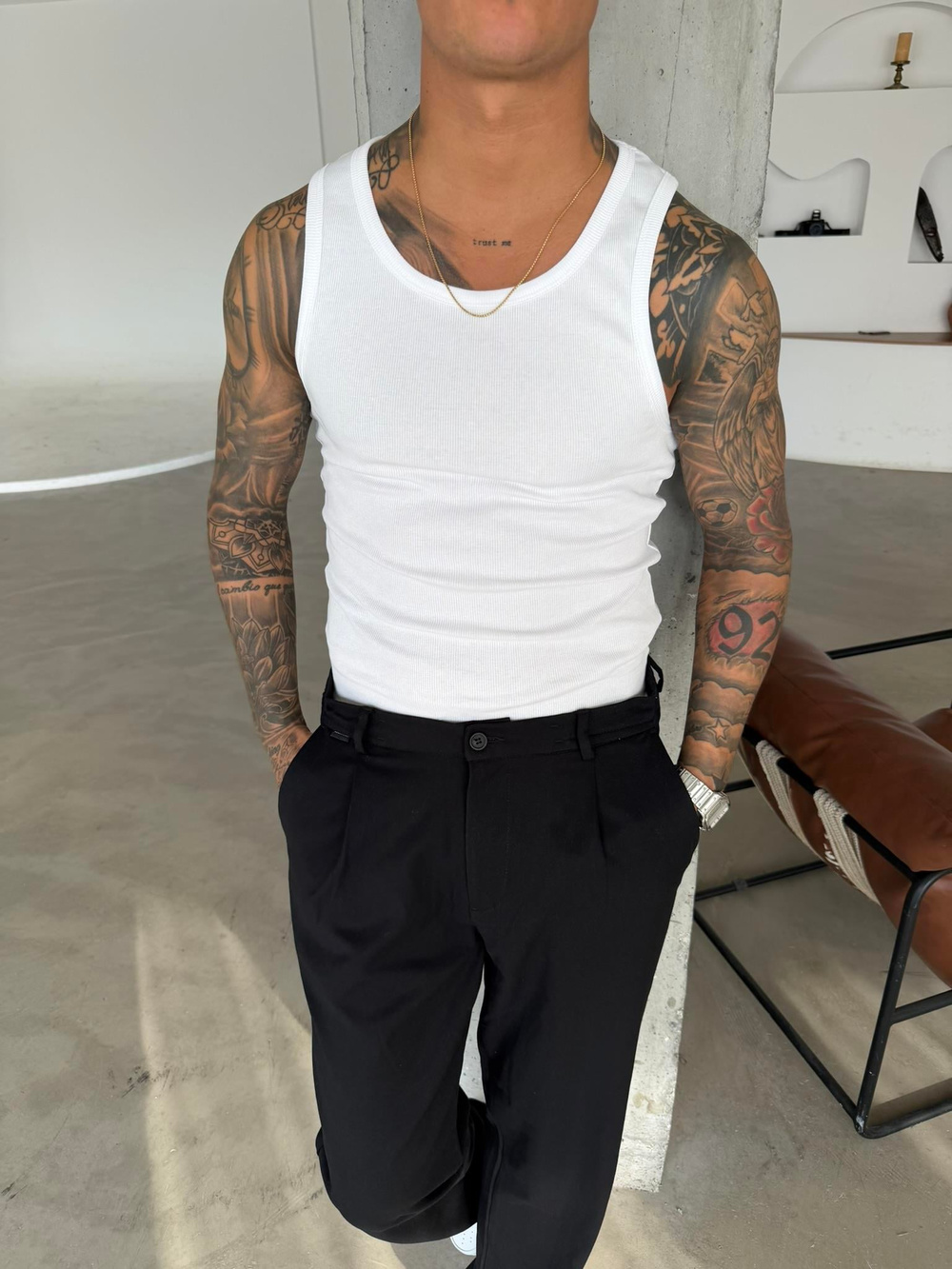 Basic Premium fitilli Atlet - Beyaz