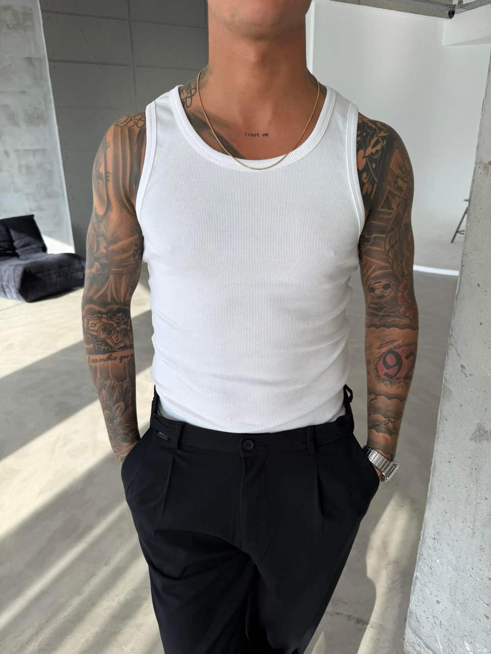 Basic Premium fitilli Atlet - Beyaz