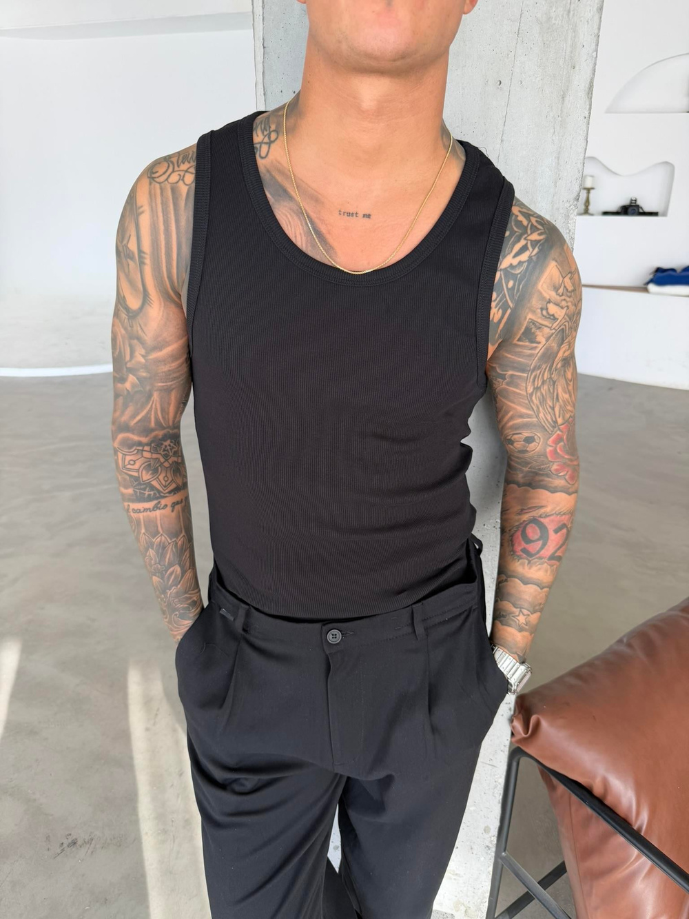 Basic Premium fitilli Atlet - Siyah