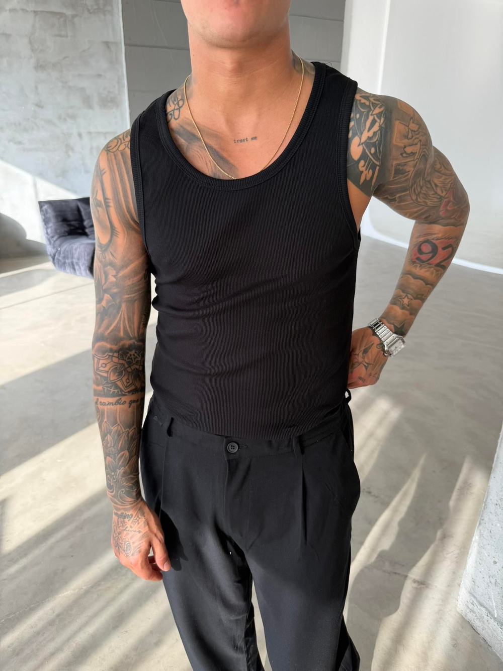 Basic Premium fitilli Atlet - Siyah