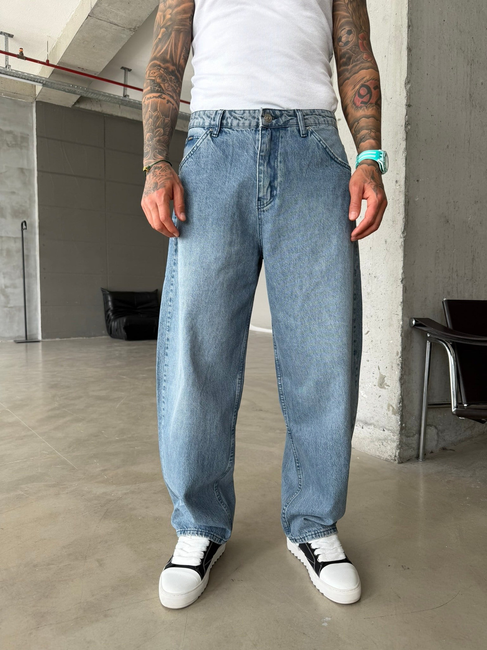 Basic Premium Relax Baggy Pantolon - Mavi