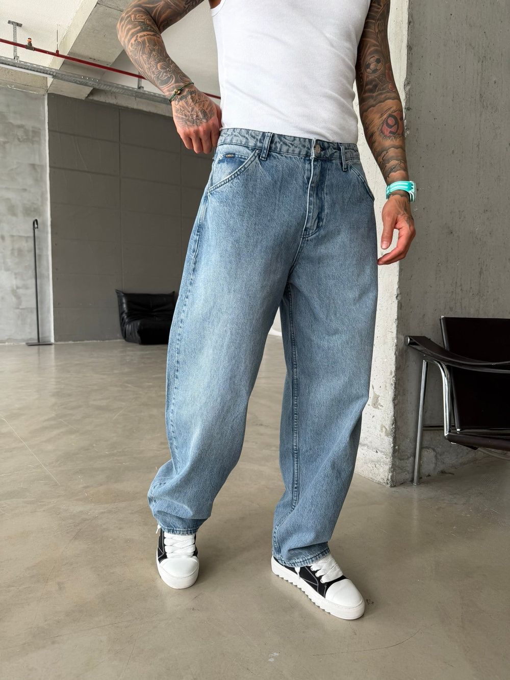 Basic Premium Relax Baggy Pantolon - Mavi