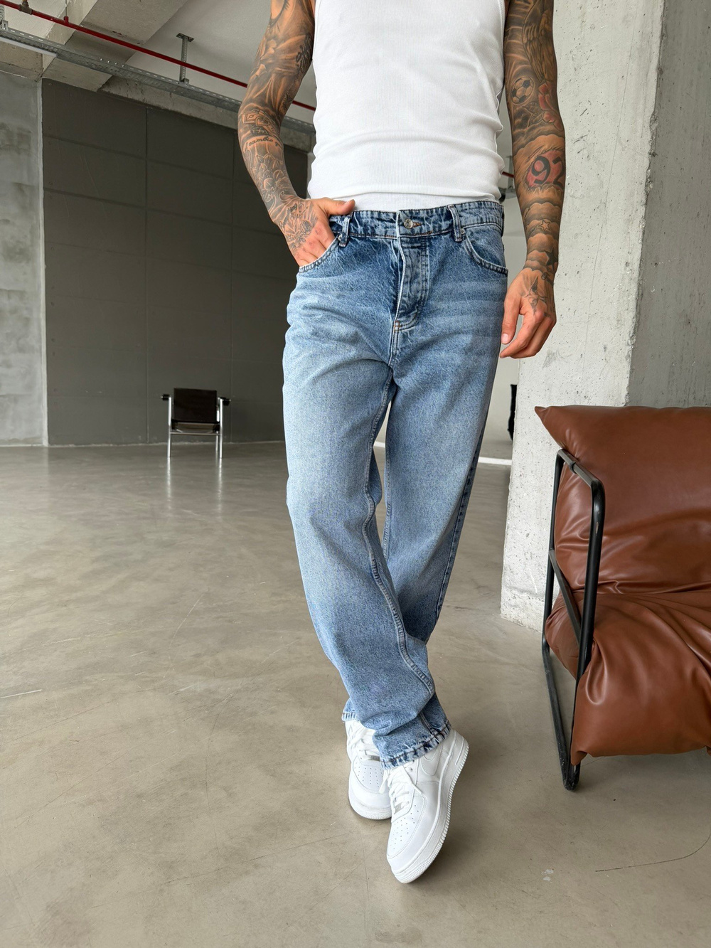 Basic Premium Wide Baggy Pantolon - İndigo