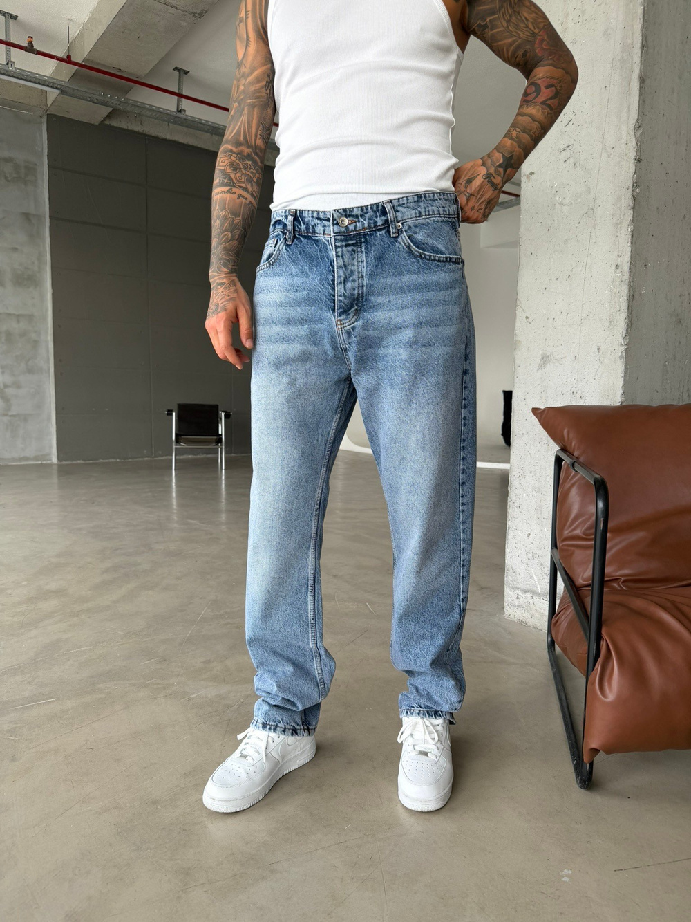 Basic Premium Wide Baggy Pantolon - İndigo