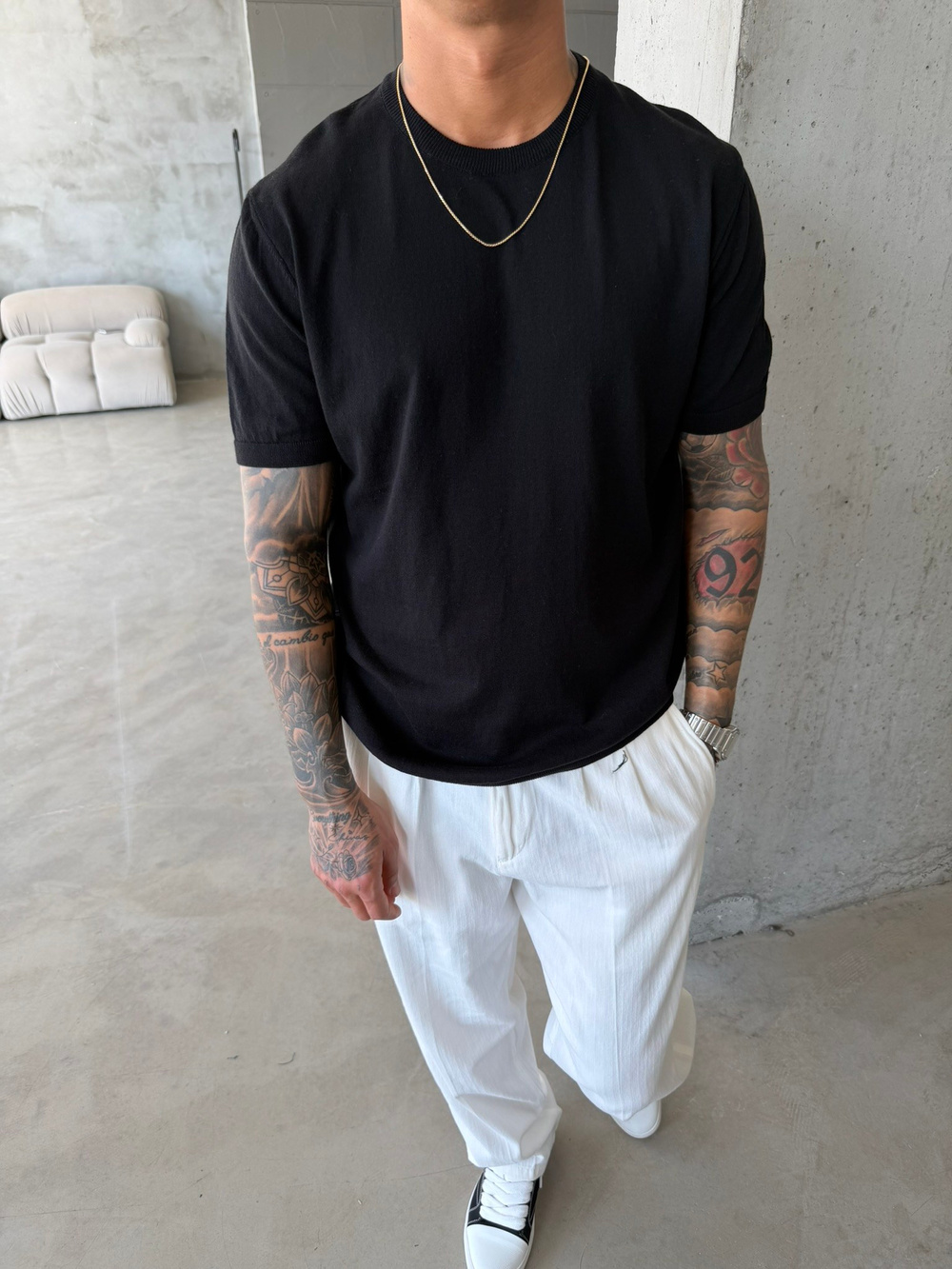 Old Money Basic Triko T-Shirt - Siyah