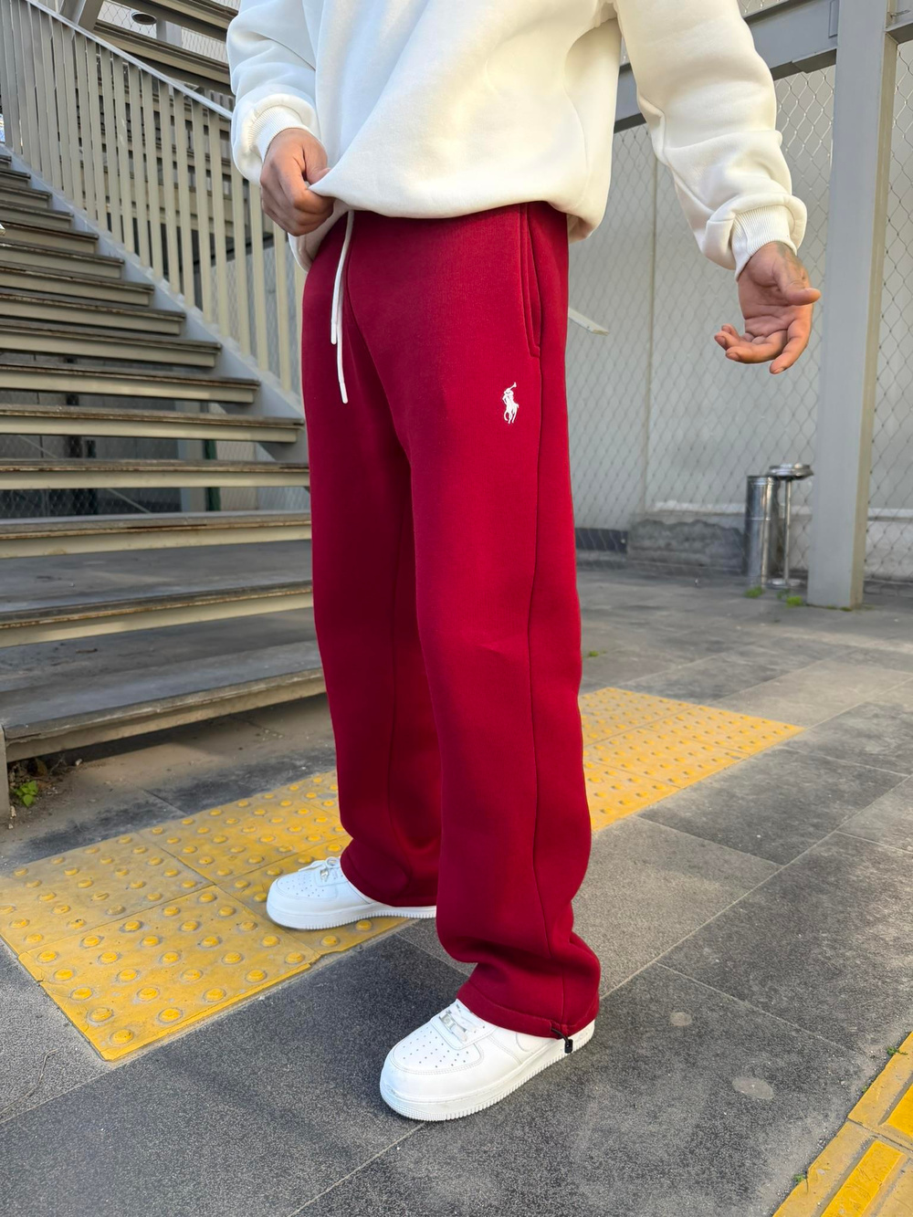 Basic Wide Baggy Eşofman - Bordo