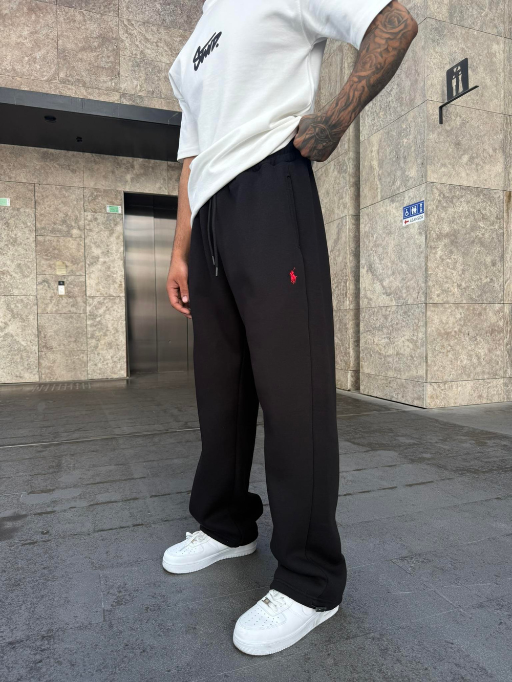 Basic Wide Baggy Eşofman - Siyah