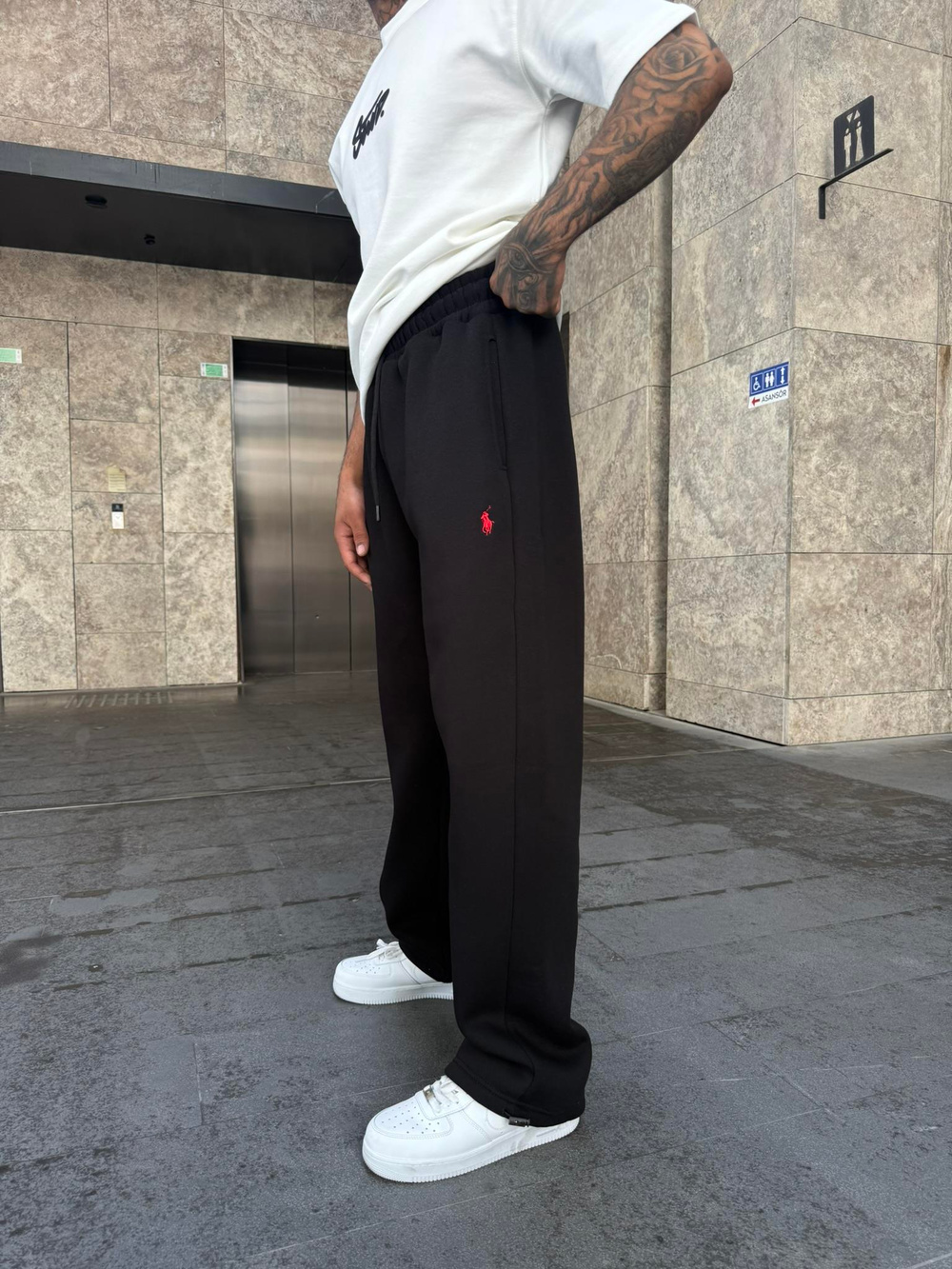 Basic Wide Baggy Eşofman - Siyah