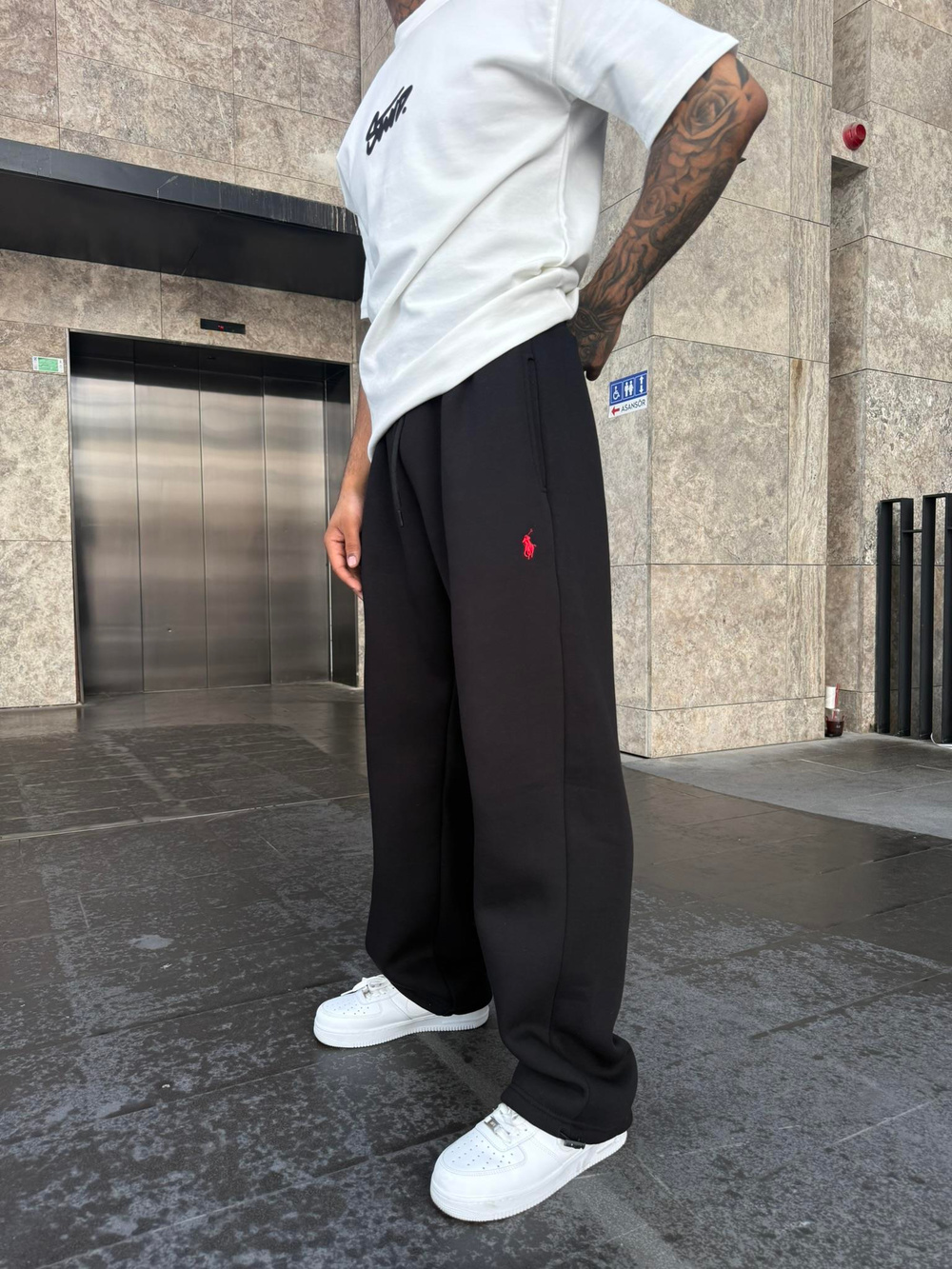 Basic Wide Baggy Eşofman - Siyah