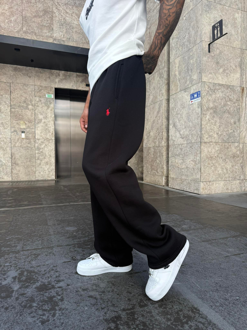 Basic Wide Baggy Eşofman - Siyah