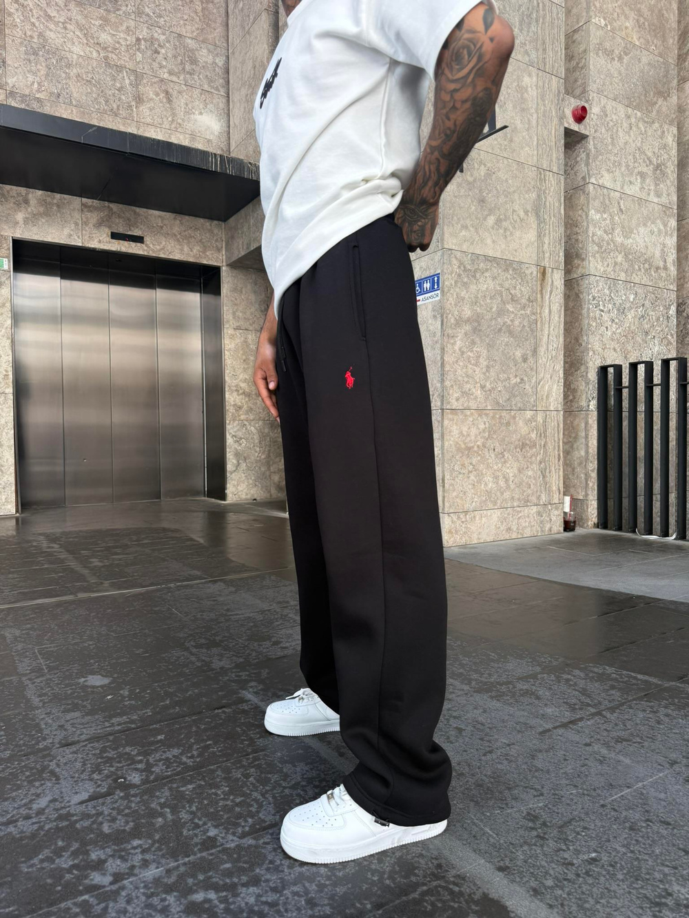 Basic Wide Baggy Eşofman - Siyah