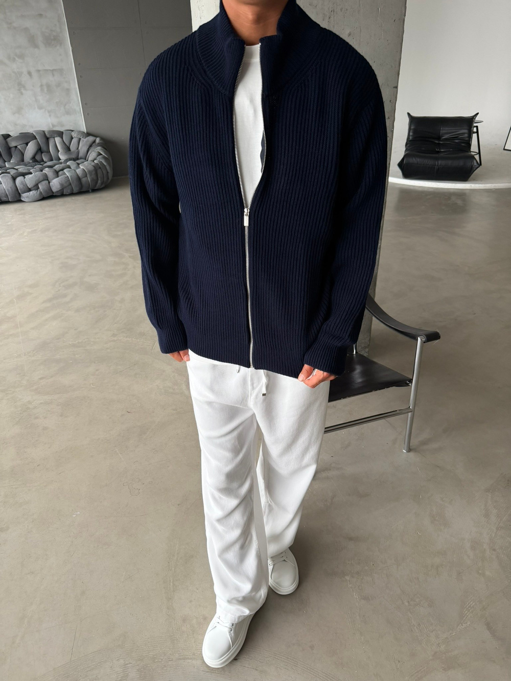 Bordeaux Zip Knit Hırka