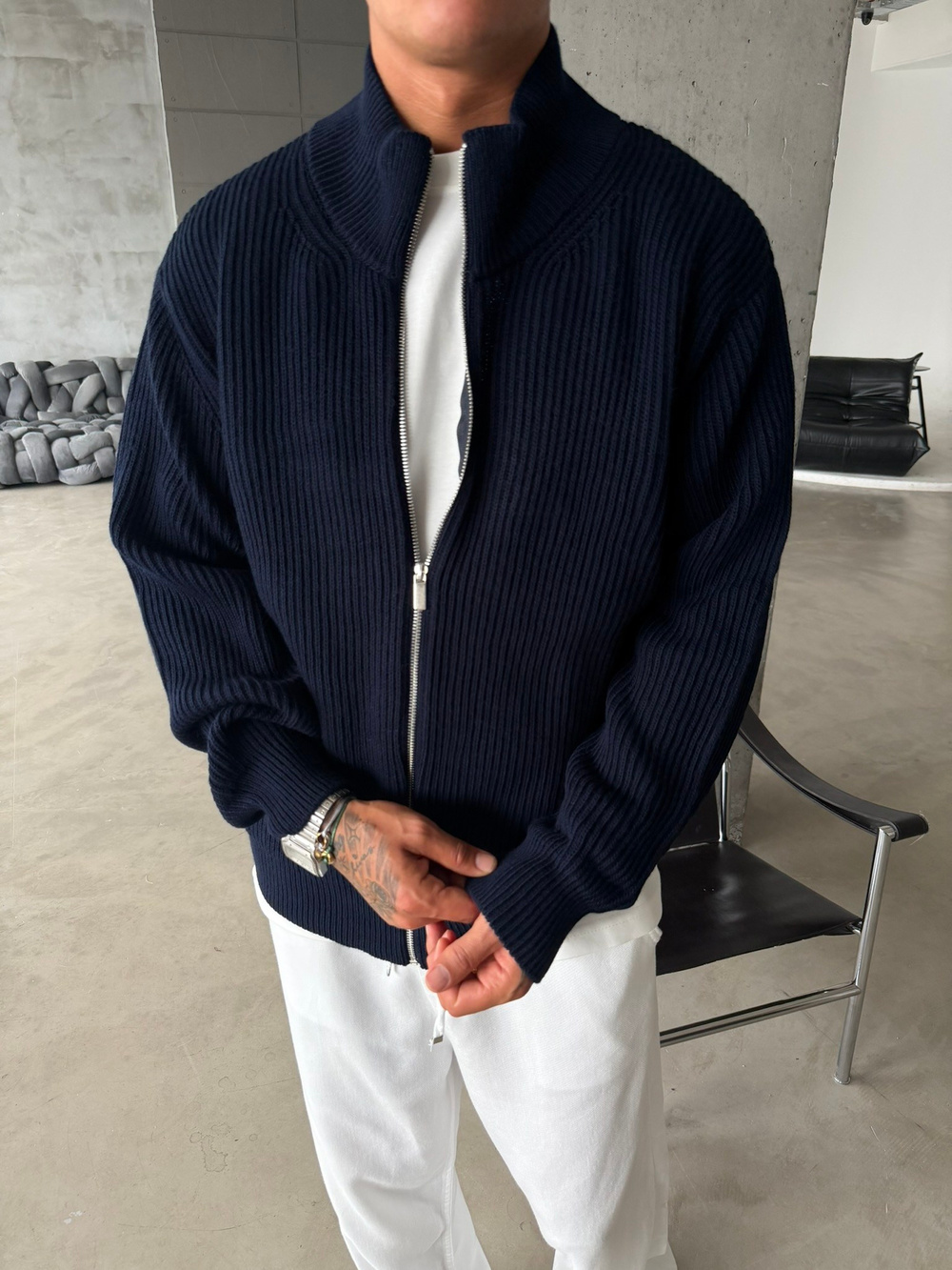 Bordeaux Zip Knit Hırka