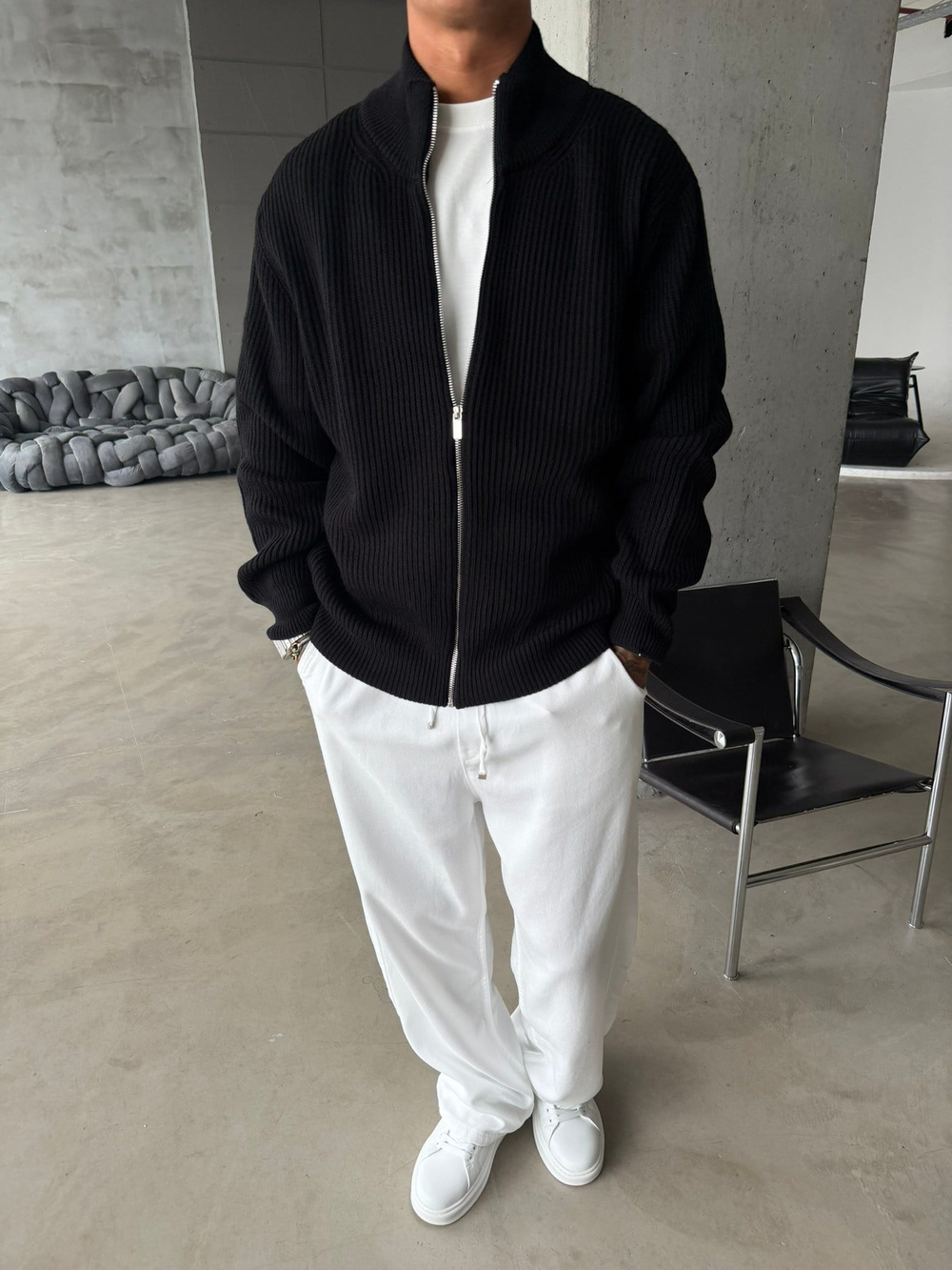 Bordeaux Zip Knit Hırka