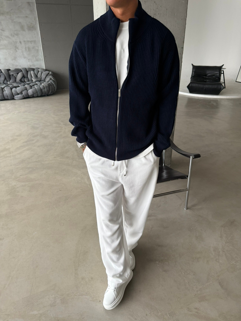 Bordeaux Zip Knit Hırka