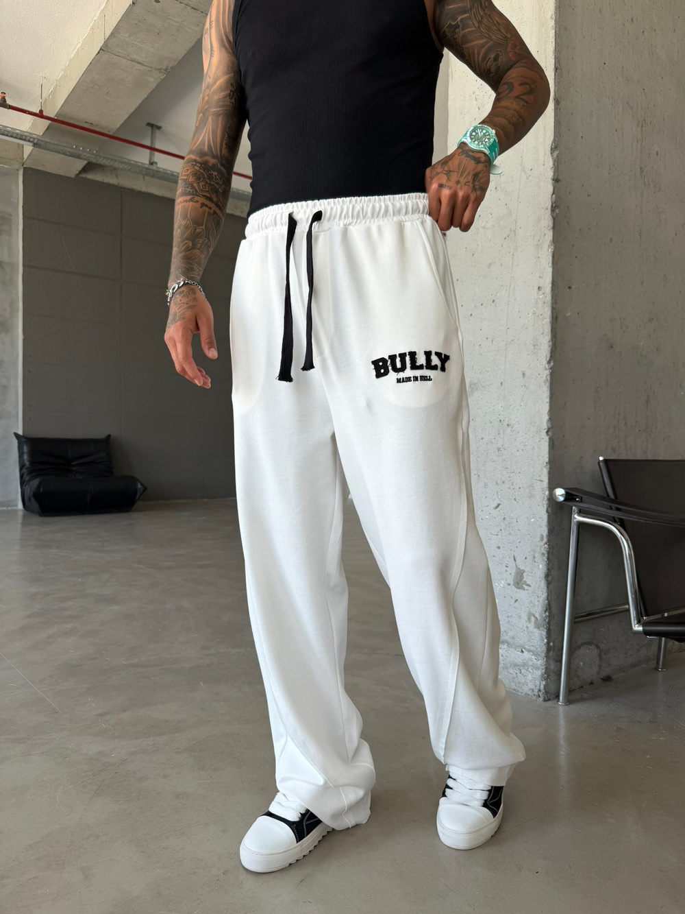 BULLY  Nakışlı Premium Eşofman - Beyaz