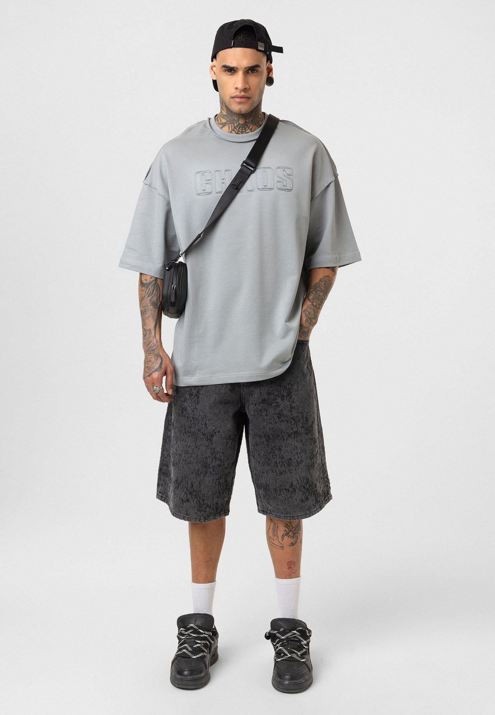 Chaos Star Oversize T-Shirt - Gri