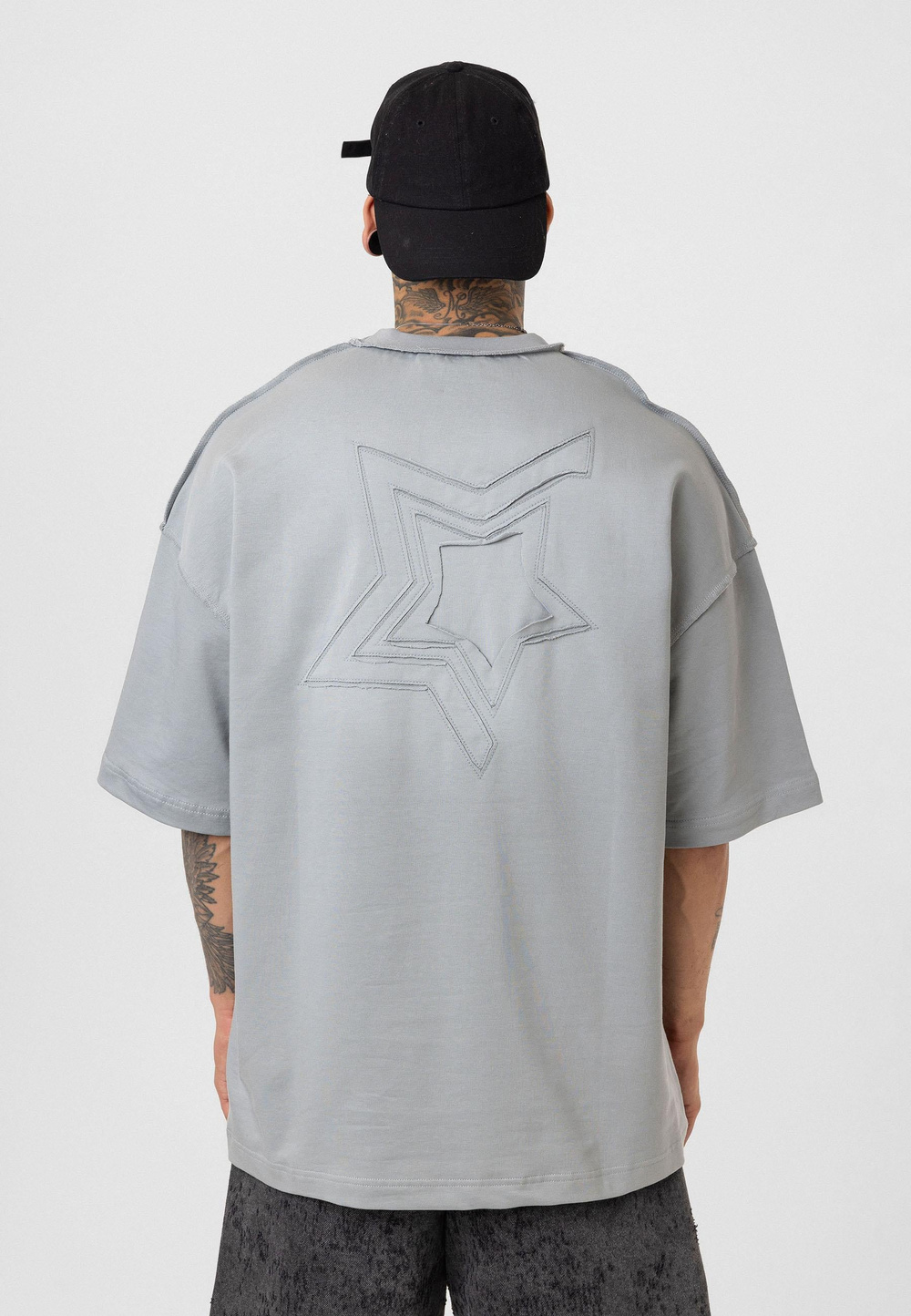 Chaos Star Oversize T-Shirt - Gri