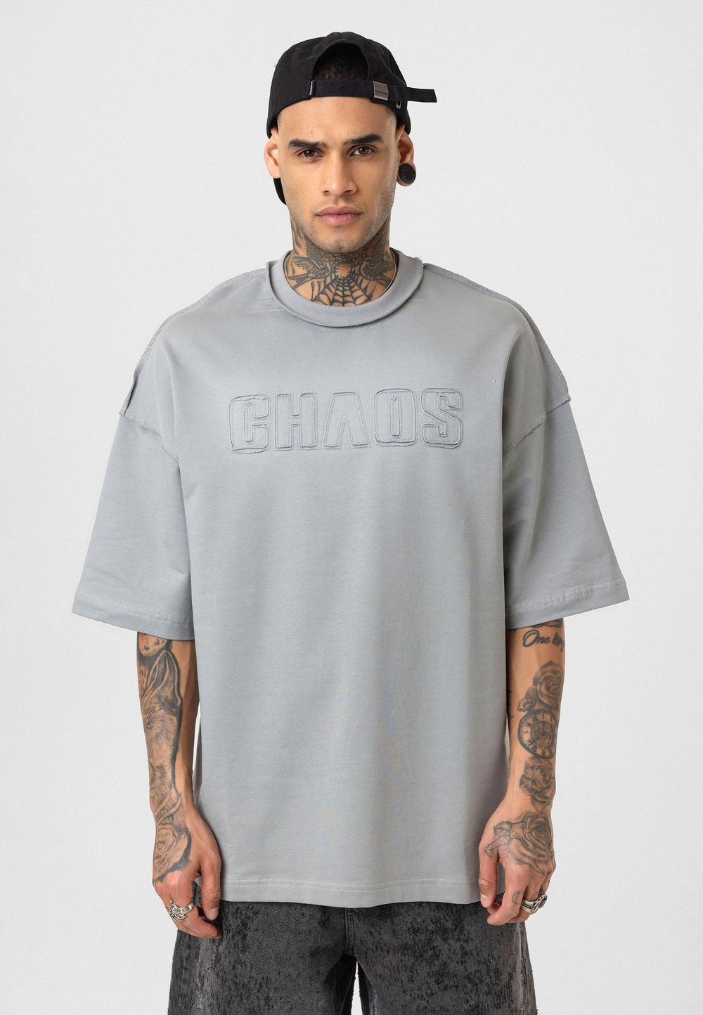 Chaos Star Oversize T-Shirt - Gri