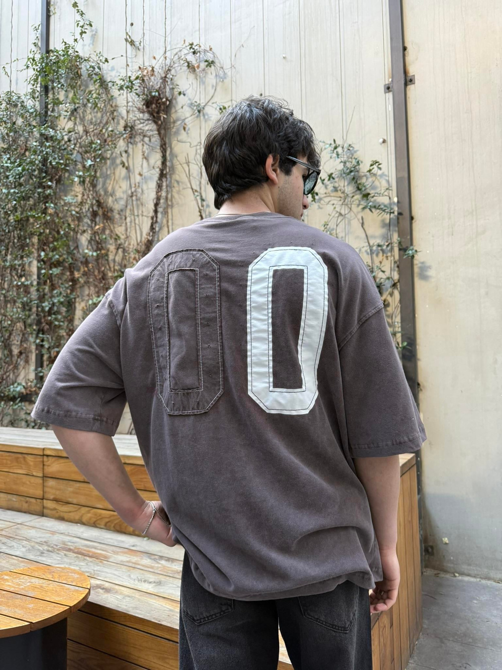 CHILL 00 Pacht Baskılı Oversize T-Shirt - Kahve