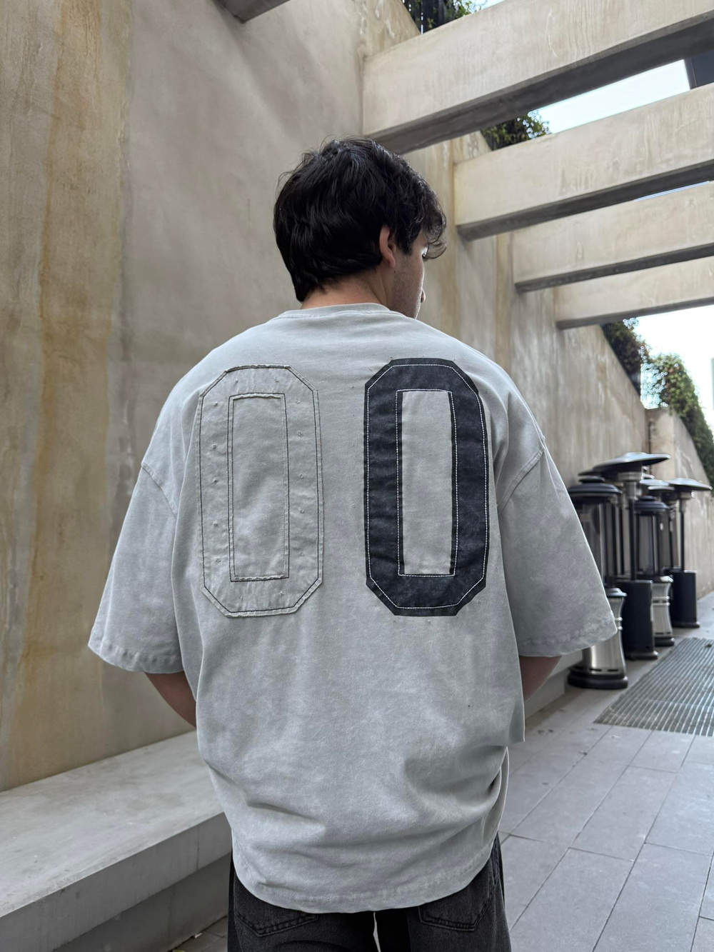CHILL 00 Pacht Baskılı Oversize T-Shirt - Gri