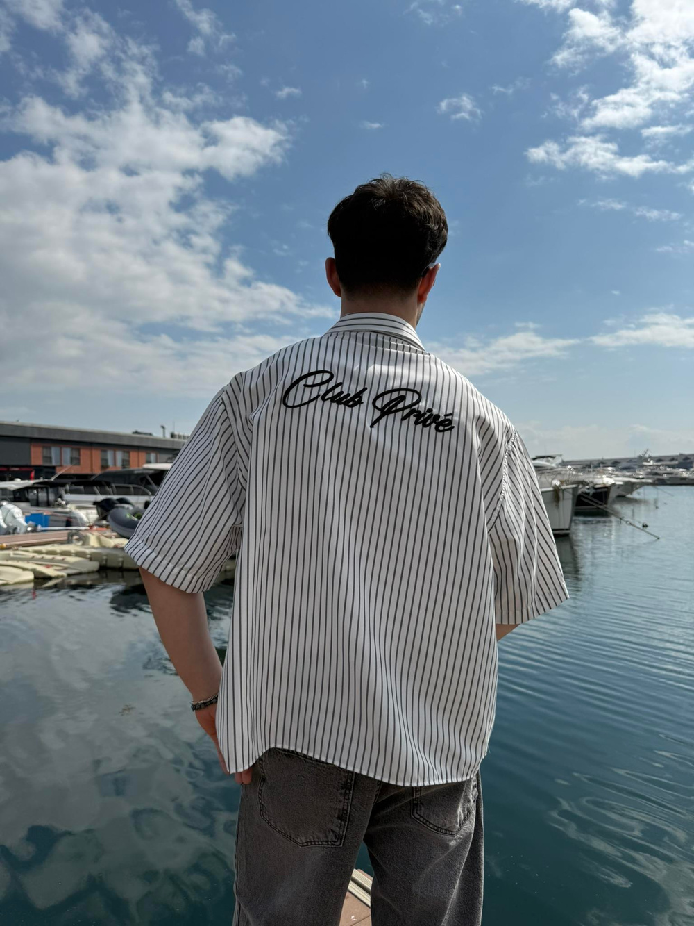 Club Prive Nakış Detay Kısa Kol Gömlek - Beyaz