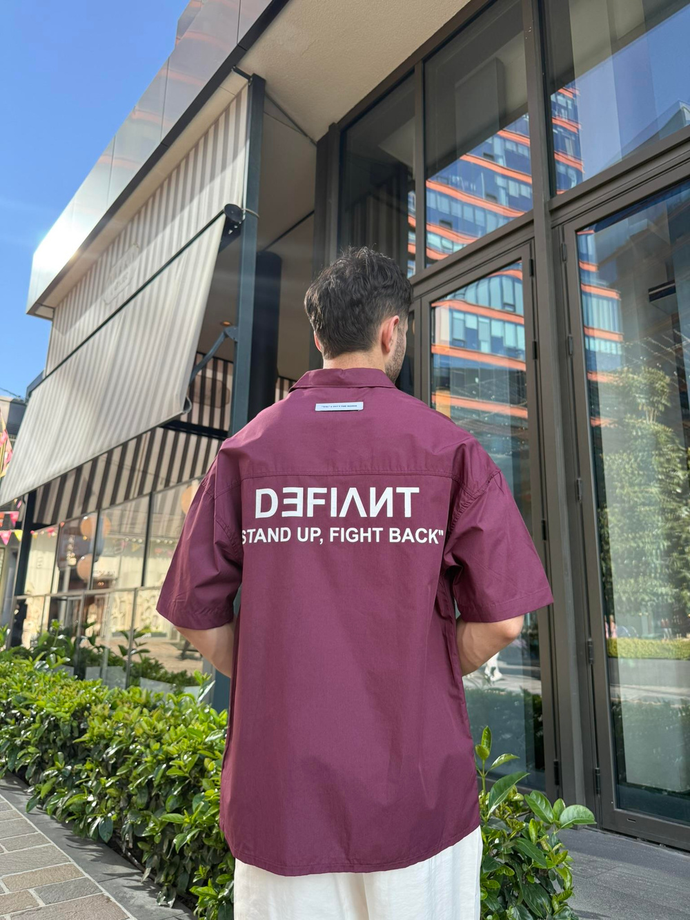 Defiant Baskılı Basic Gömlek - Bordo