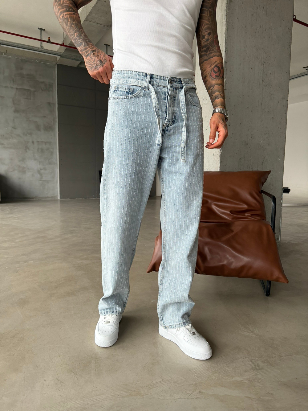 Desing Desenli Premium Baggy Pantolon - Mavi