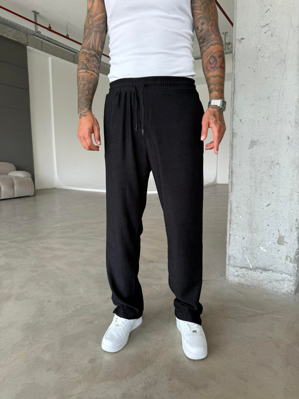 Dokulu Paça Detaylı Baggy - Siyah