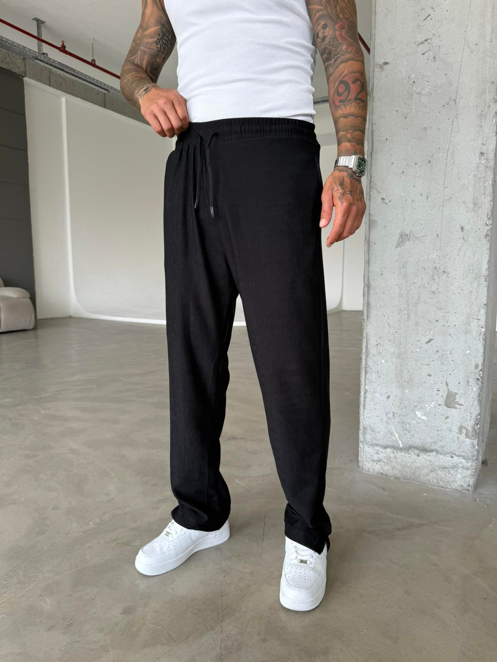 Dokulu Paça Detaylı Baggy - Siyah