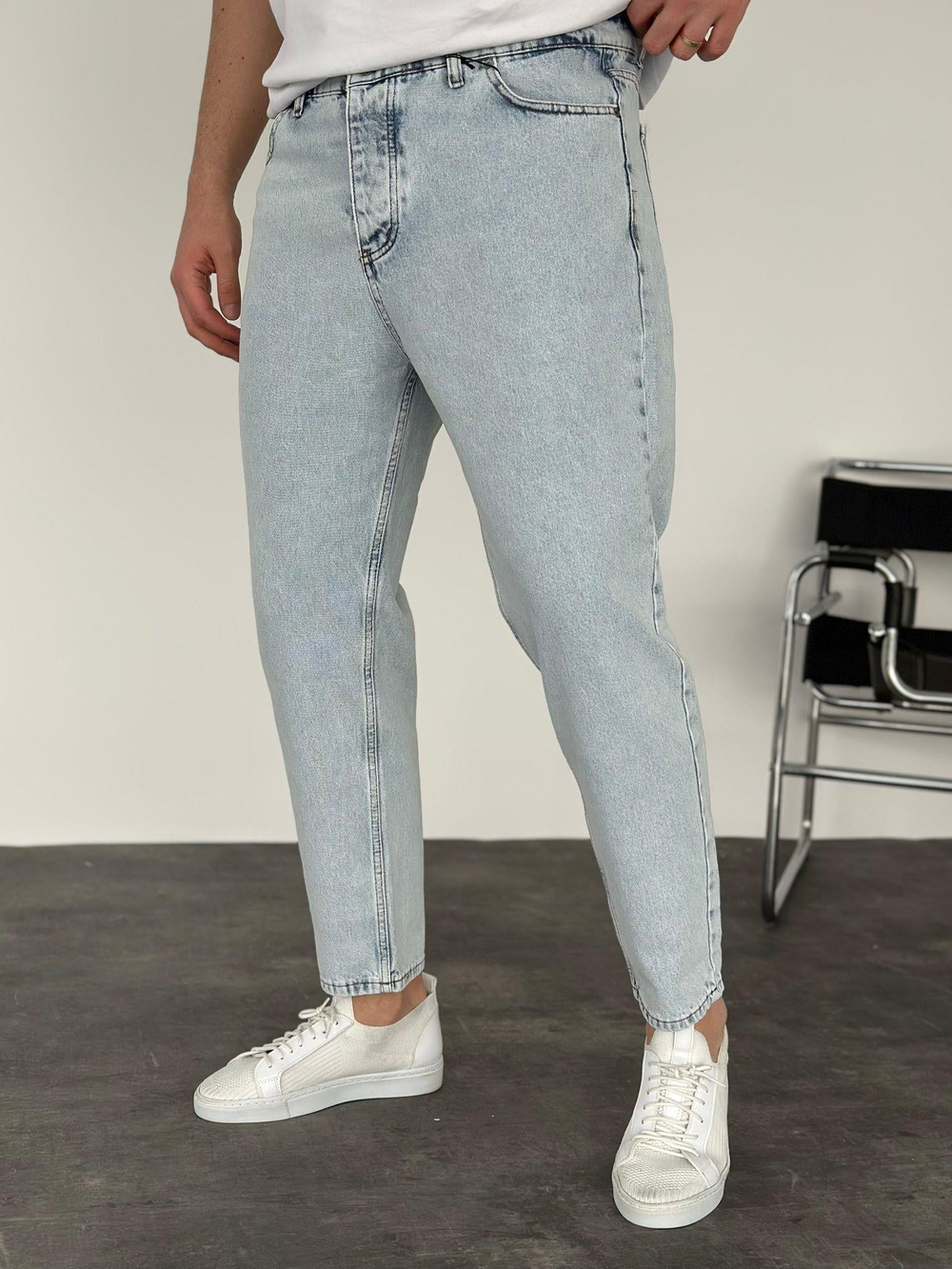 Düz Buz Mavi Boyfriend Jean - Buz Mavi