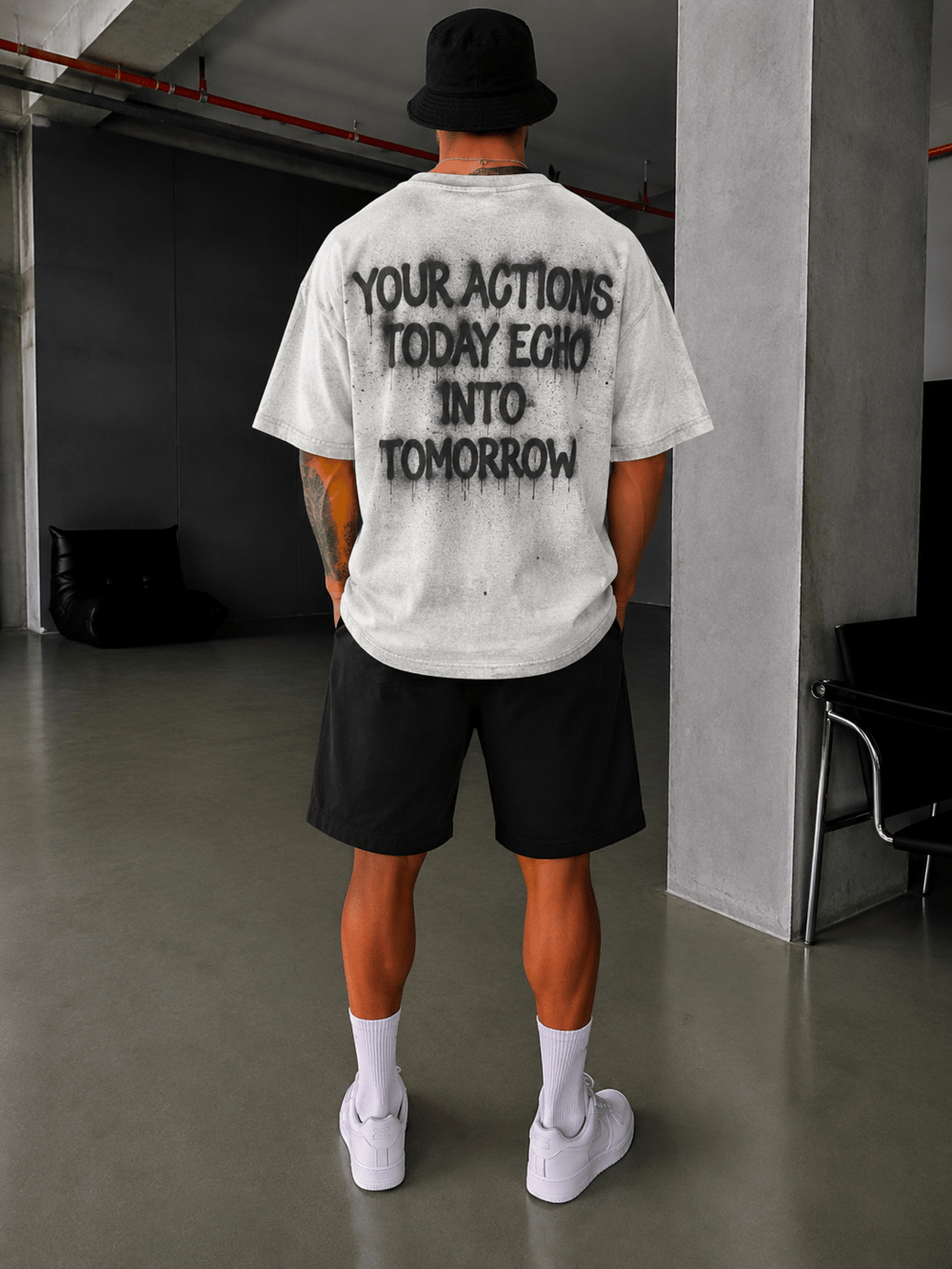 Echo Your Agtıons Spreyli T-Shirt - Beyaz