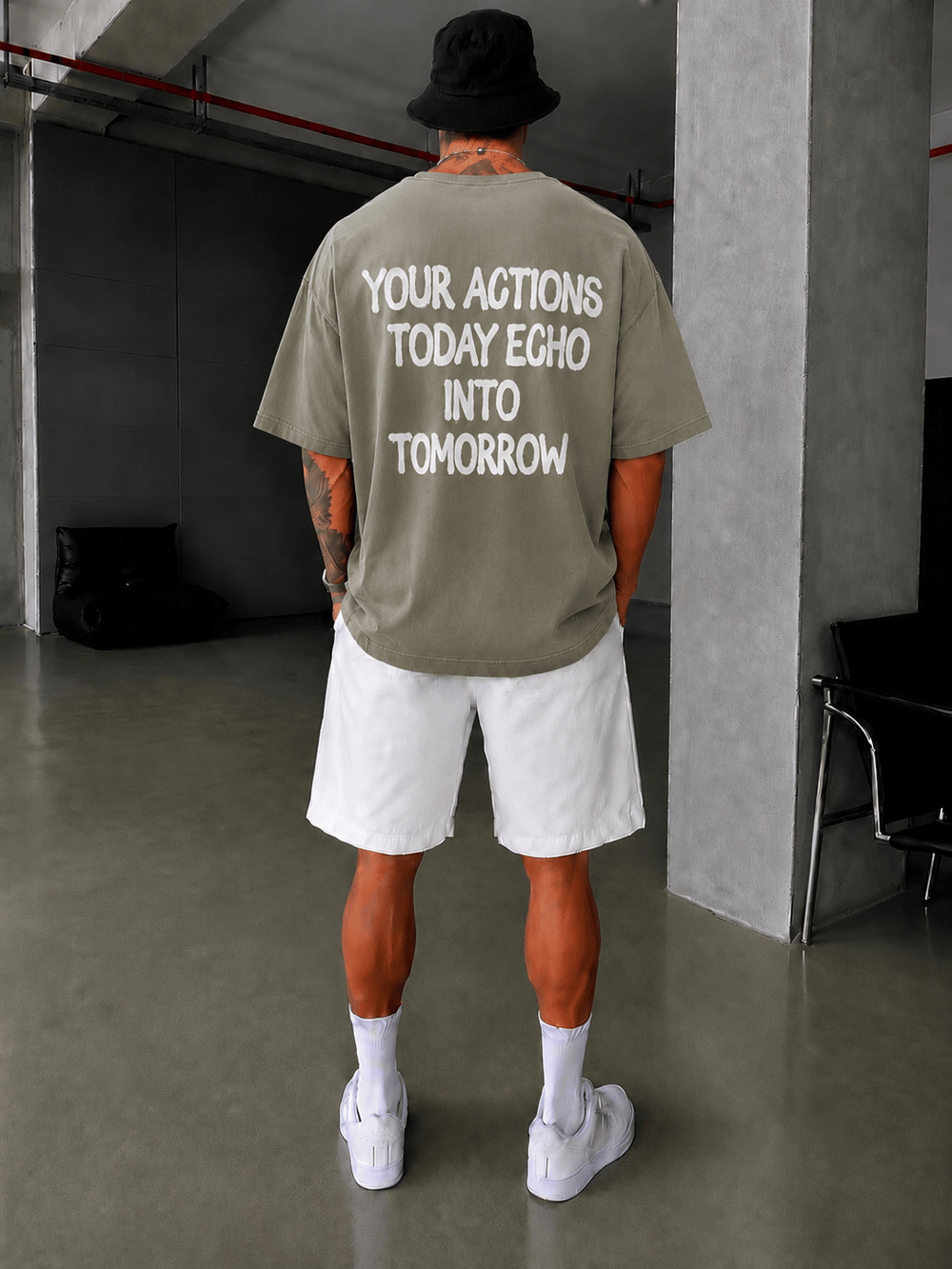 Echo Your Agtıons Spreyli T-Shirt - Haki