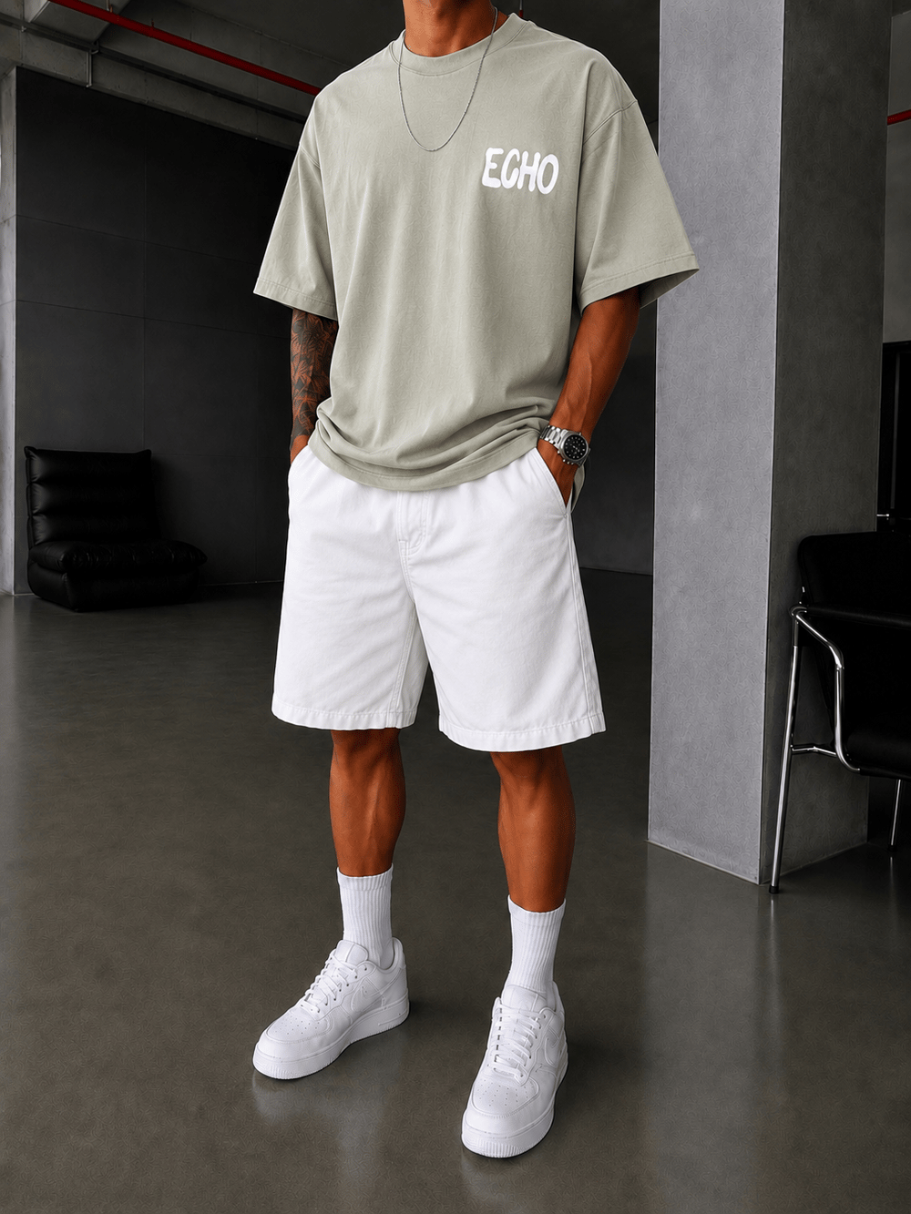 Echo Your Agtıons Spreyli T-Shirt - Haki