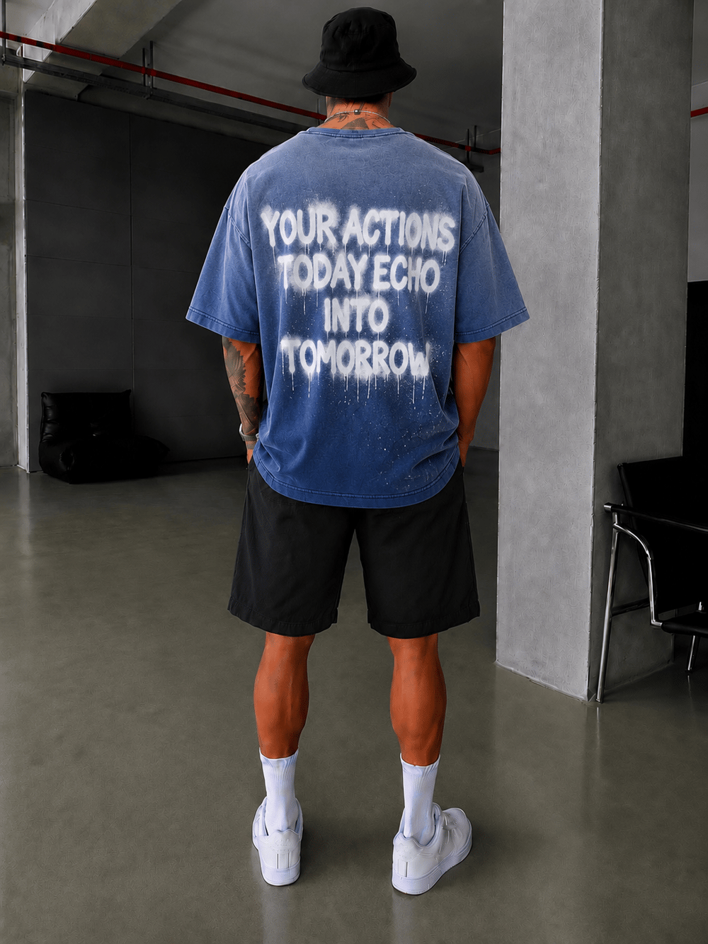 Echo Your Agtıons Spreyli T-Shirt - Mavi
