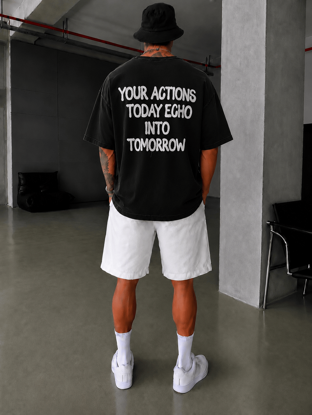 Echo Your Agtıons Spreyli T-Shirt -Siyah