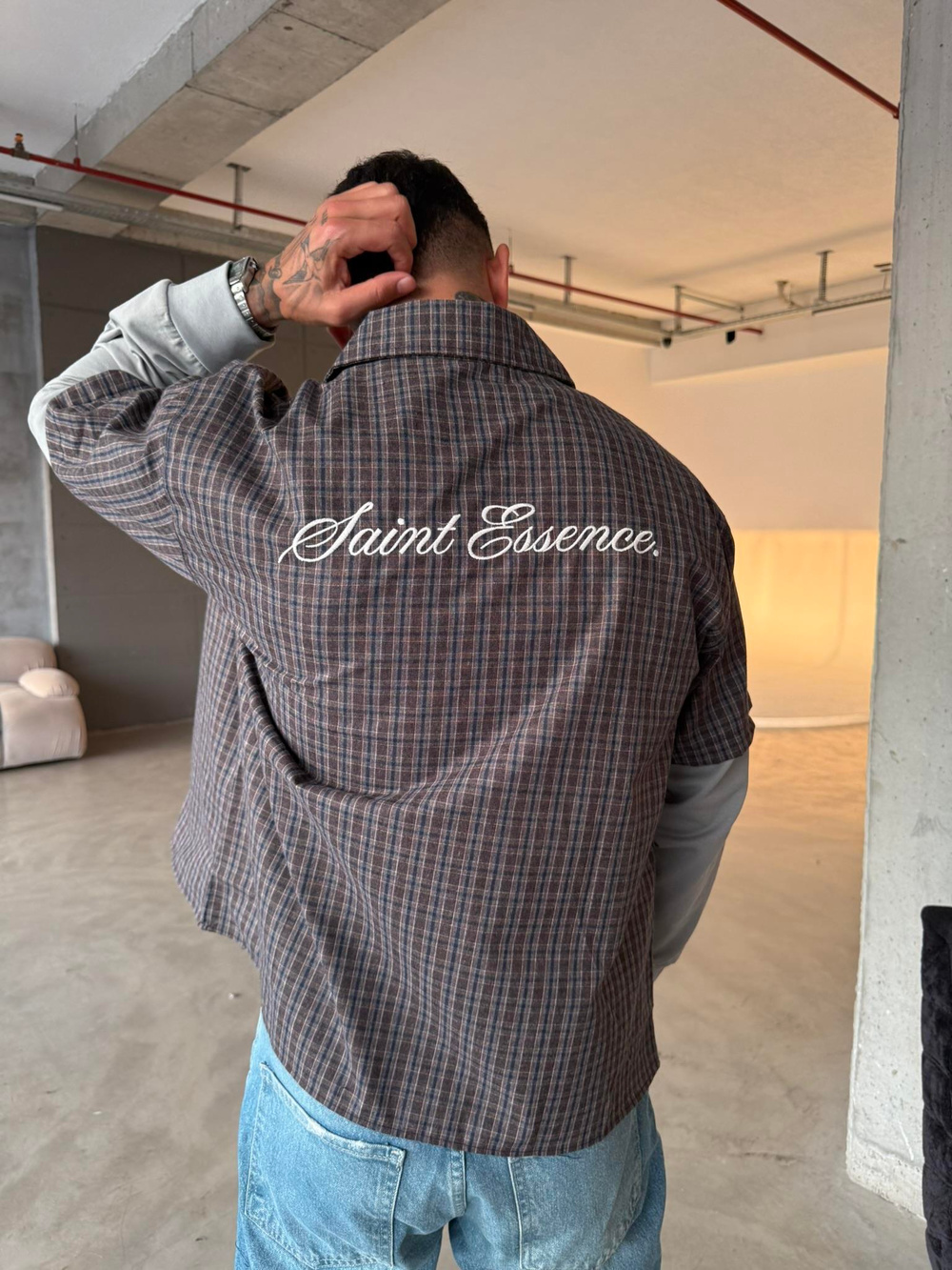 Ekose Eklem Kol Detaylı Gömlek - Kahve