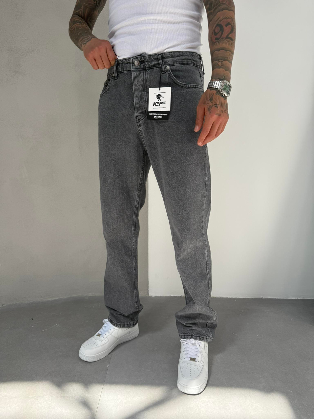 Erkek Basic Baggy Pantolon - Gri