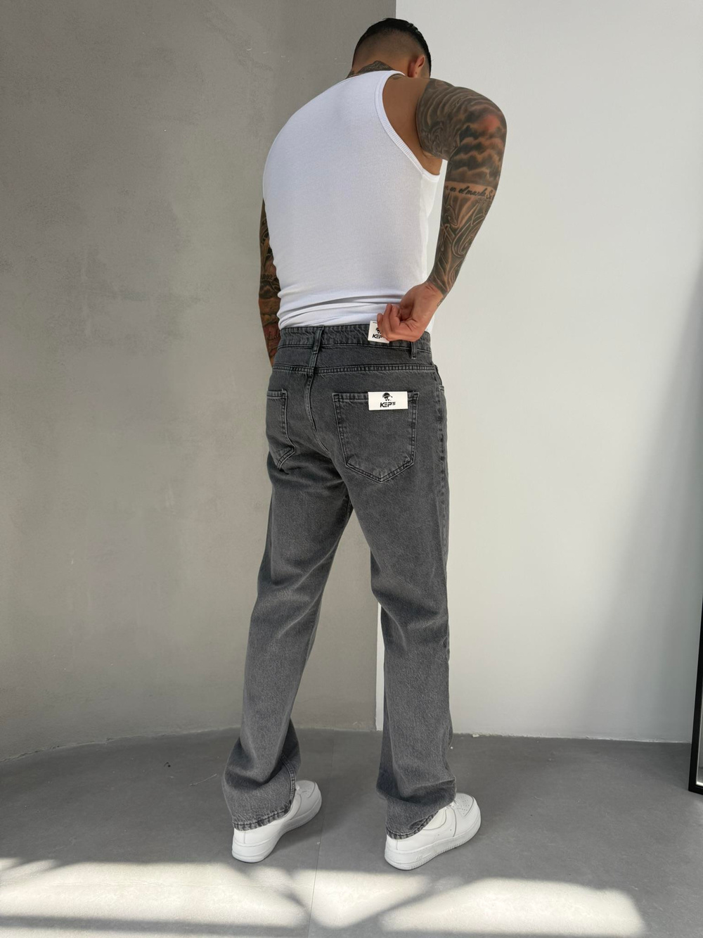 Erkek Basic Baggy Pantolon - Gri