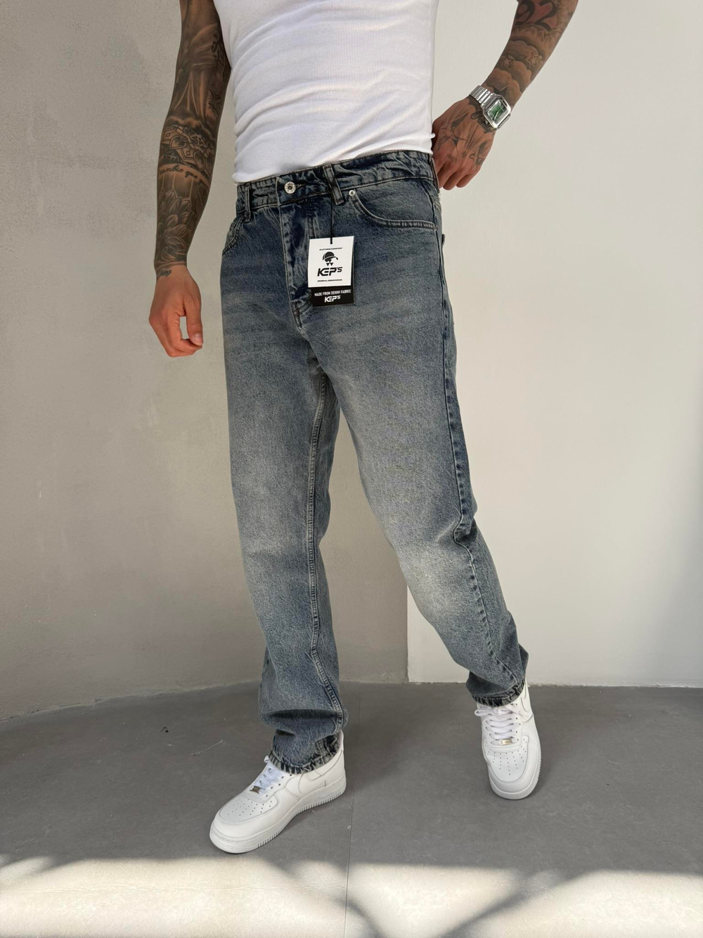 Erkek Basic Baggy Pantolon - İndigo