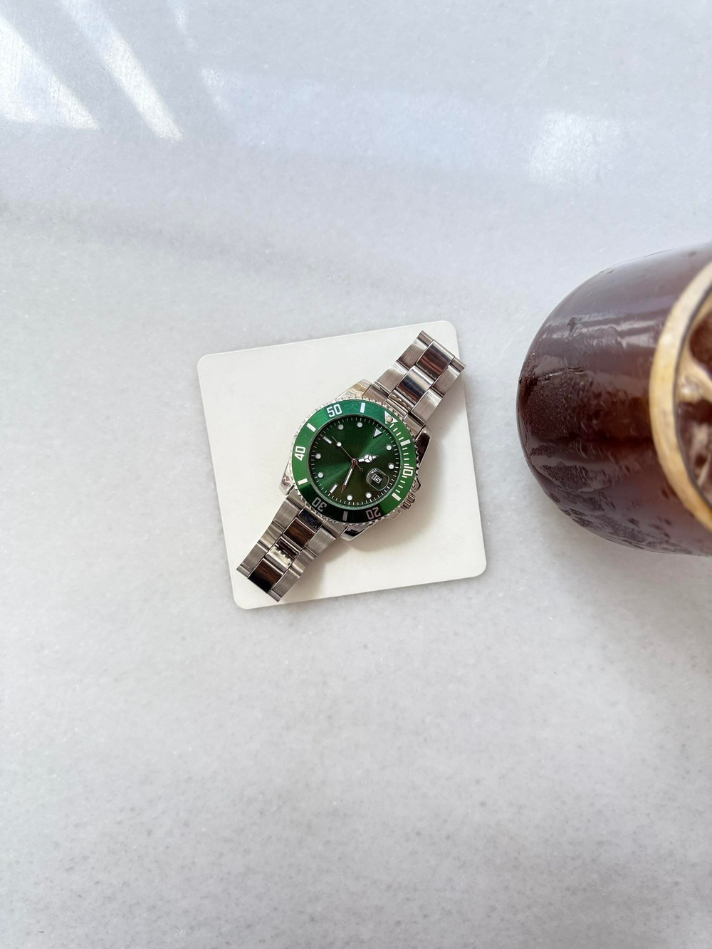 Erkek Deep Black Çelik Kasa Saat - Yeşil