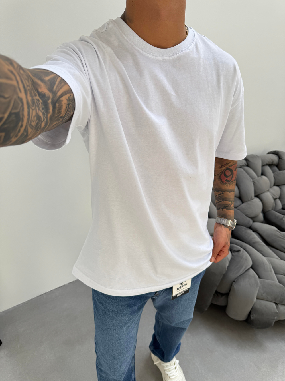 Erkek Düz Basic  T-Shirt - Beyaz