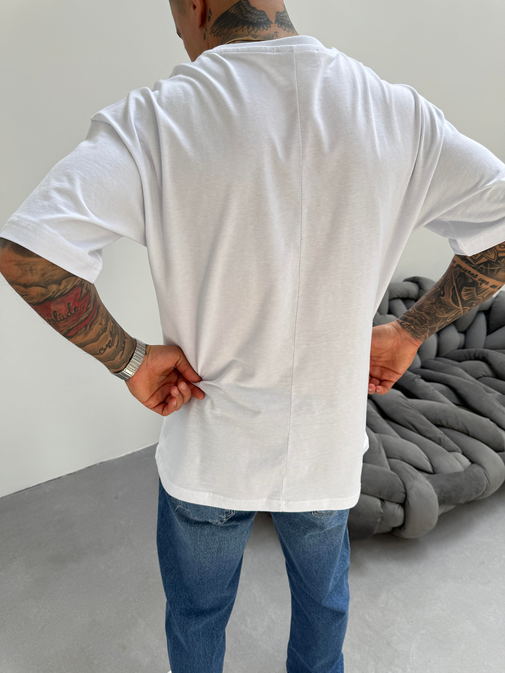 Erkek Düz Basic  T-Shirt - Beyaz