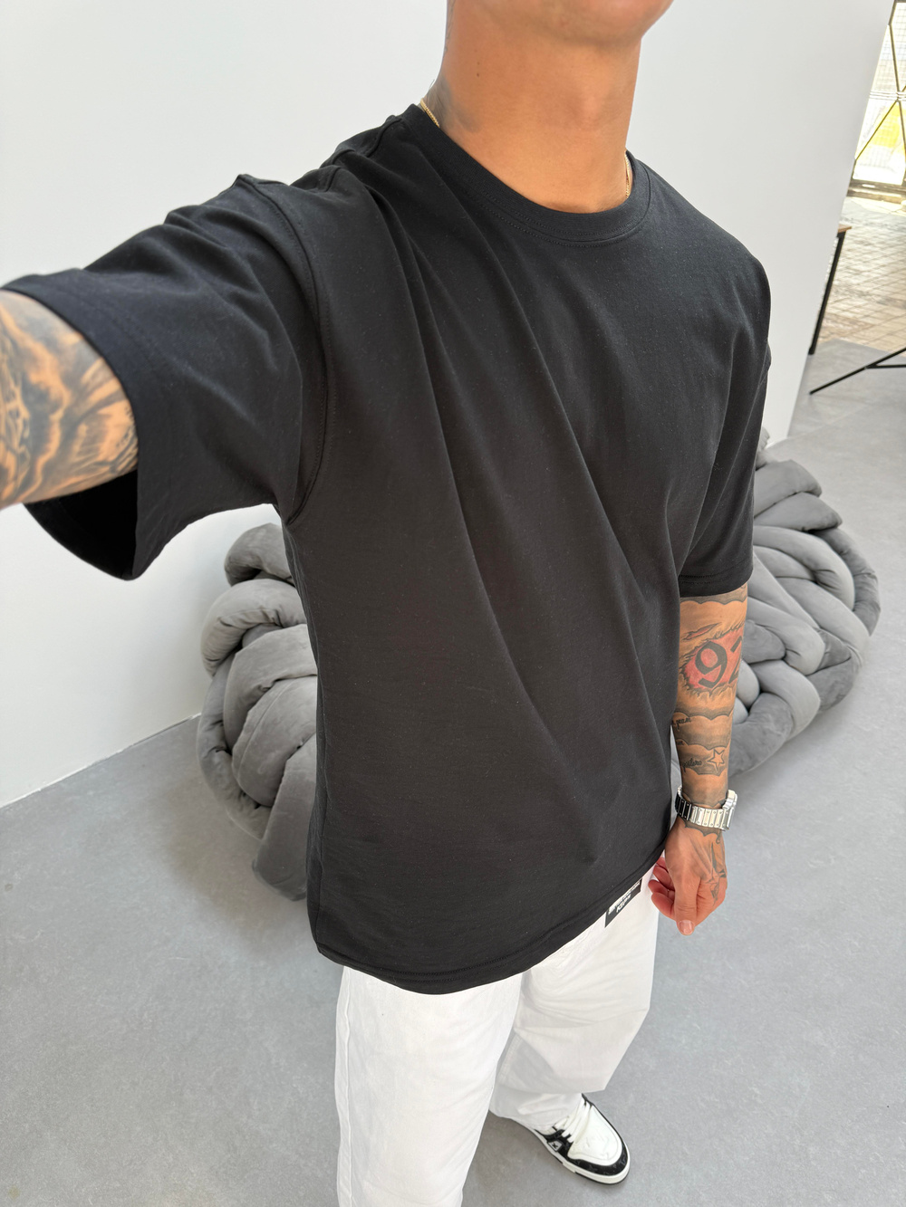 Erkek Düz Basic  T-Shirt - Siyah