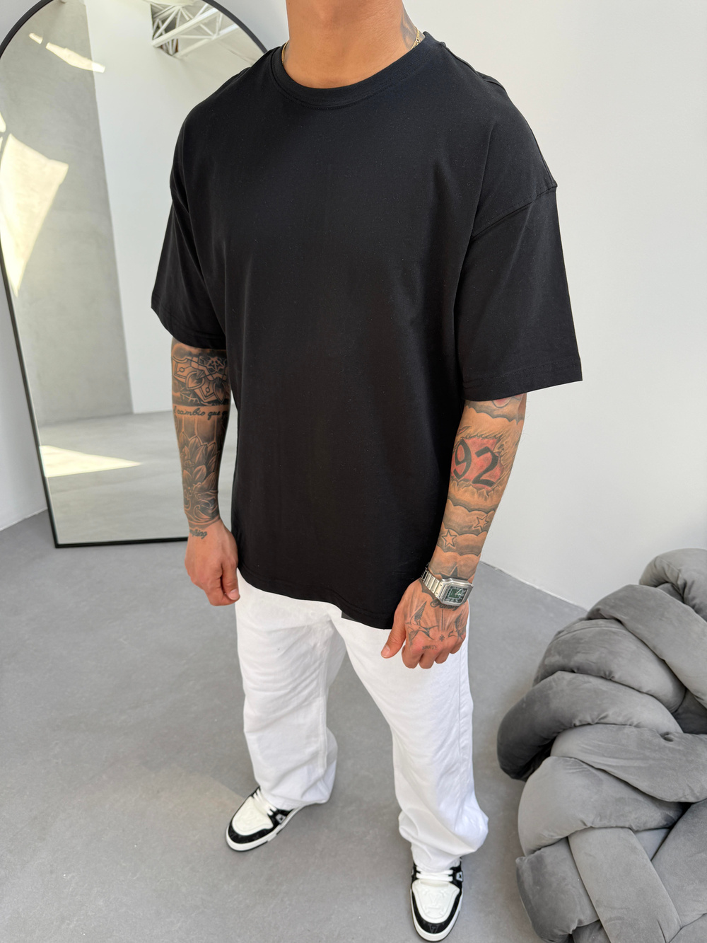 Erkek Düz Basic  T-Shirt - Siyah