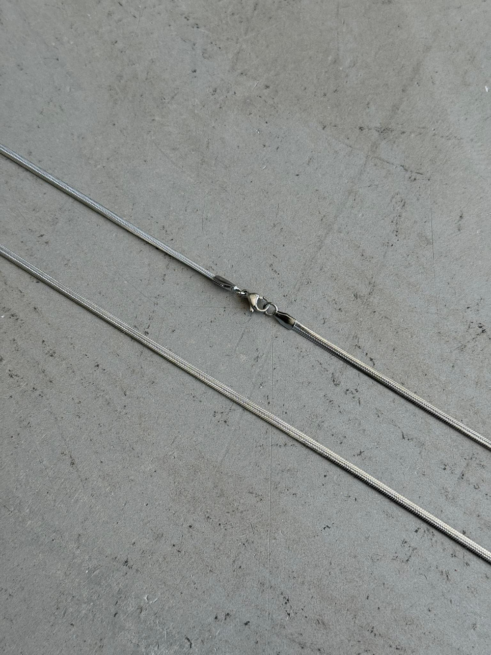 Erkek Flat Snake Zincir Kolye - Gümüş