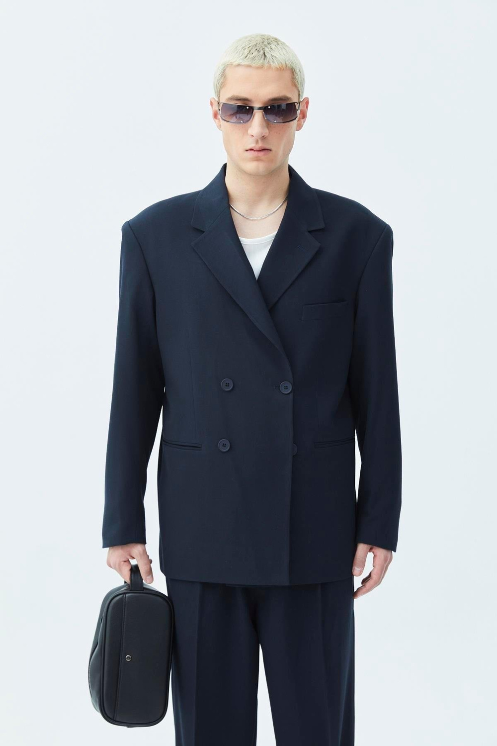 Erkek Kruvaze Düğmeli Takım Elbise - Lacivert